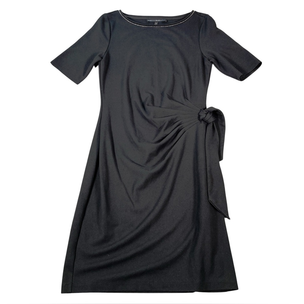 White House Black Market Sheath Wrap Dress Black Short Sleeve Rayon Medium